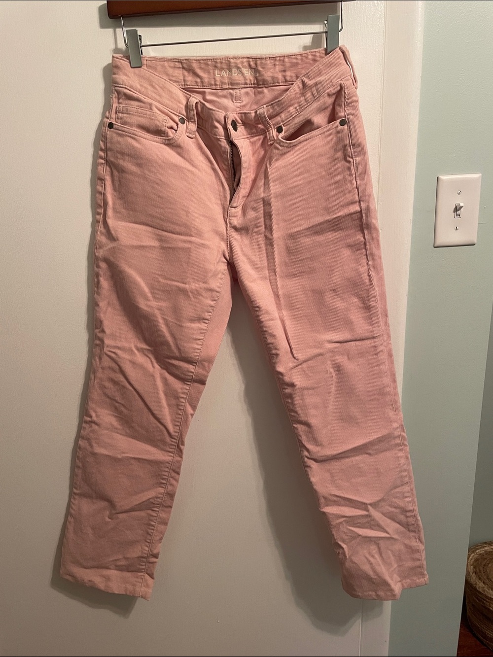 Lands' End Pink Corduroy Straight Jeans size 4